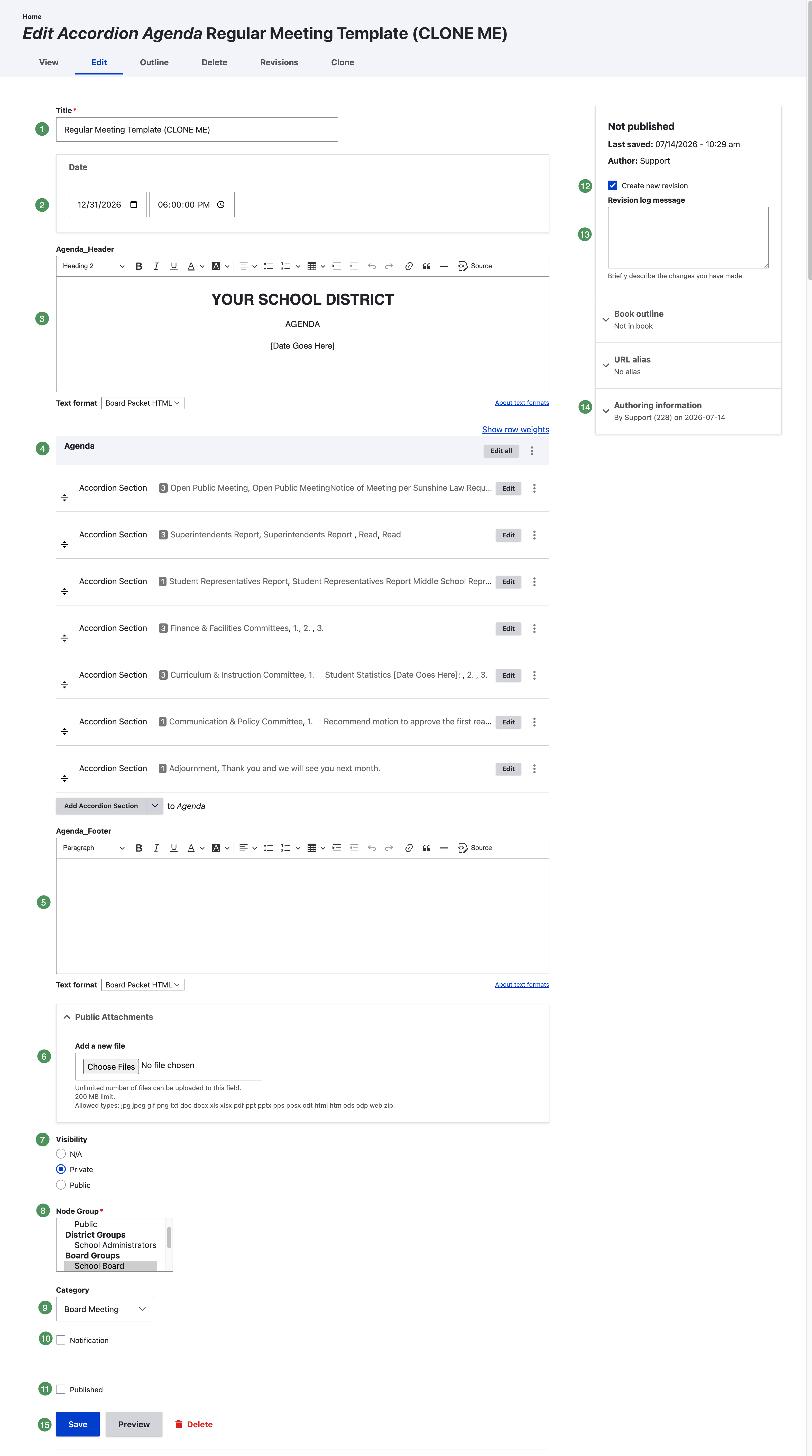 Reusable Clone Me agenda template.