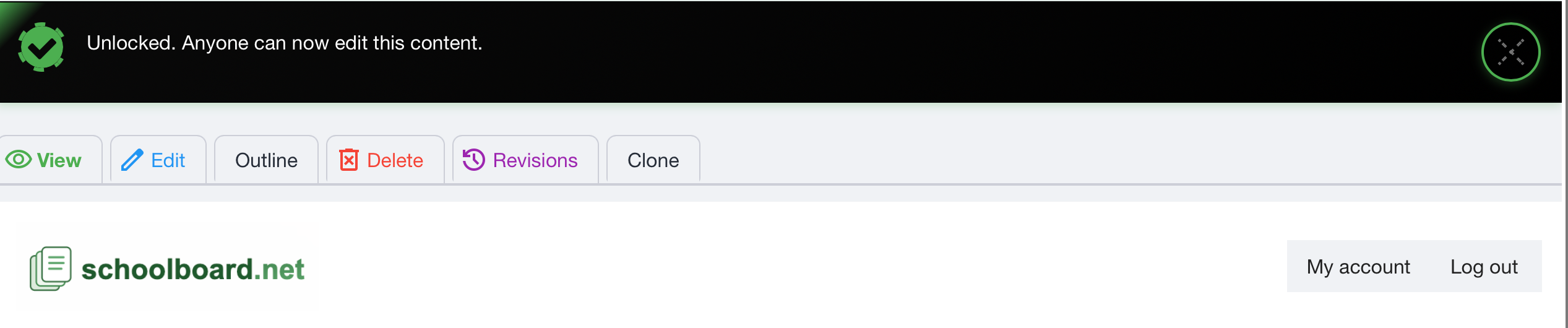 Confirmation message stating that the content is unlocked and anyone can now edit it.